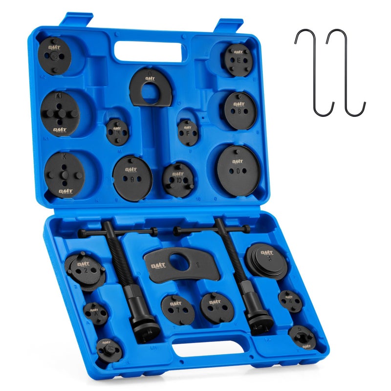 Orion Motor Tech Brake Caliper Wind Back Tool Kit  24pc Brake Caliper Compression Tool Set with Thrust Bolt Assemblies Retaining Plates Caliper Hangers 18 Disc Adapters  Brake Caliper Tool  Blue Case - Image 1